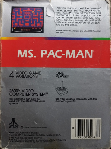 Ms. Pac-man Atari 2600 Con Caja Y Manual (Usado)