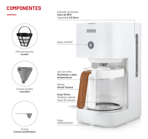 Cafetera De Filtro 1,5 Lts Th-134b