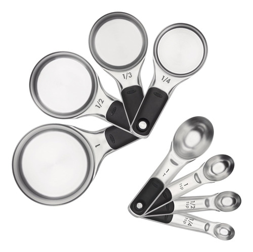 Juego De Tazas Y Cucharas Medidoras De Acero Inoxidable, 8 P