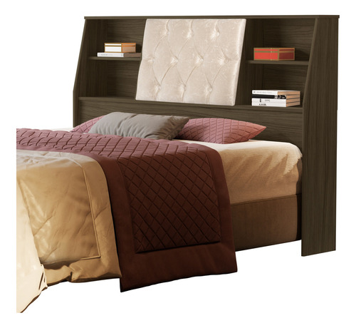 Cabeceira De Cama Box Estofada Casal Nubia - ! Cor Castanho-bege