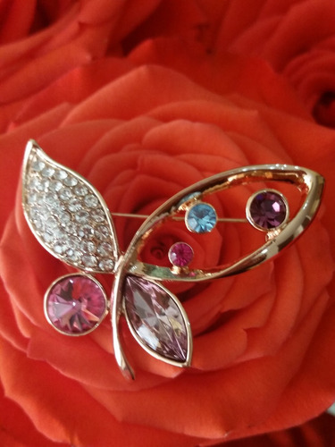 Broche Mariposa Mujer Hermosos Cristales