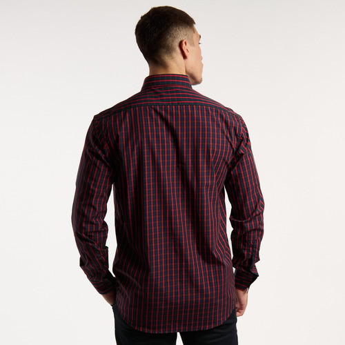 Camisa Hombre Kevingston York Escocesa Poplin Rojo-azul