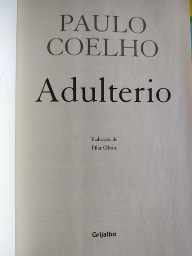 Libro Adulterio Paulo Coelho (Usado)