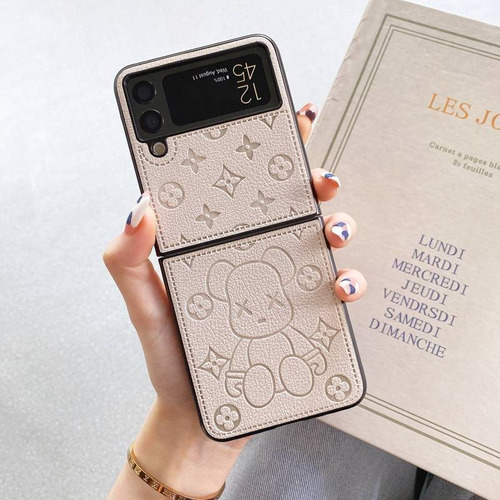 Funda De Piel Gloomy Bear Para Galaxy Z Flip 5 4 3 6 Soft Z Flod 2 3 4 5 6 Find N2 N3 X Flip Xiaomi Mixflip Mix Flip