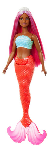 Muñeca Barbie Sirena Con Pelo Y Diadema De Fantasía De Color