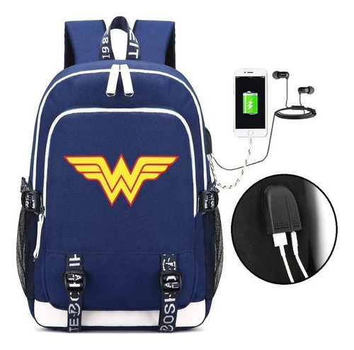 Mochila De Estudiante Popular De Superhéroe Con Puerto Usb