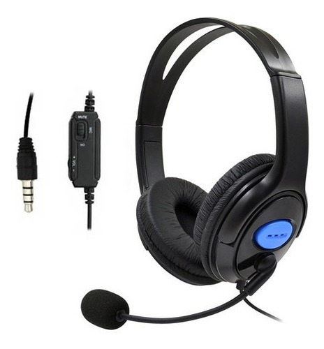 Auricular Gamer Headset Micrófono Pc Ps4 Control Volumen Color Negro