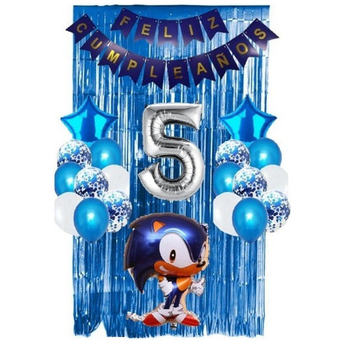 Combo De Globos De Sonic Cumpleaños