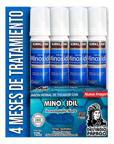 Minoxidil 5% Espuma Foam 4 Meses Tratamiento + Jabón 0.1