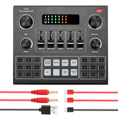 V9 Audio Audífono Usb Micrófono Webcast Tarjeta De Sonido