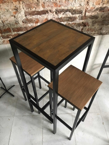 Imagen 4 de 10 de Mesa Barra Extensión Cervecera Industrial 50x40 + 2 Bancos