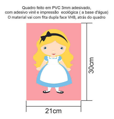 Imagem 3 de 4 de Quadros Infantil Princesa Baby Alice, A4, Pvc 3mm