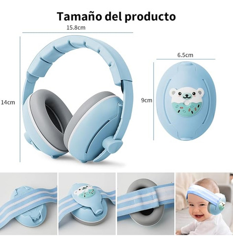 2 En 1 Orejeras Contra Ruido Para Niños/bebés, Audifonos Bloquea Sonido Con Diadema Elástica Ajustable, Diseño De Esponja Y Cancelación De Ruido Hasta 50db, Audifonos Antiruido De Viajar Dormido