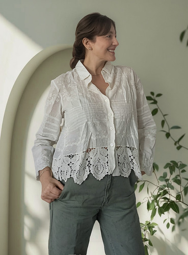 Blusa Tendencia Boho Romantic Color Crudo Suave . Bellisima