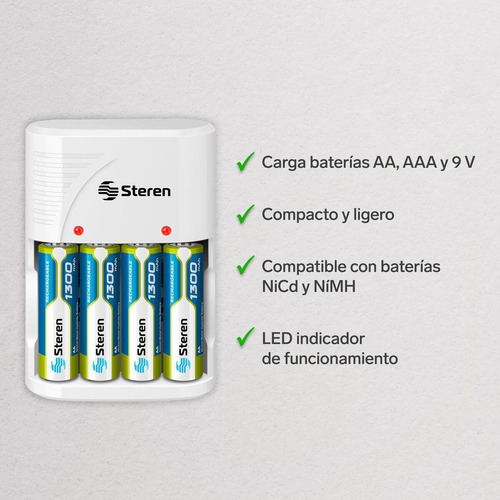 Cargador De Pilas Para Aa/aaa/9v Bateria Recargables 4 Pilas