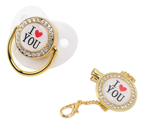 Chupete De Bebé Bling Con Estampado I Love You, Regalo Exqui