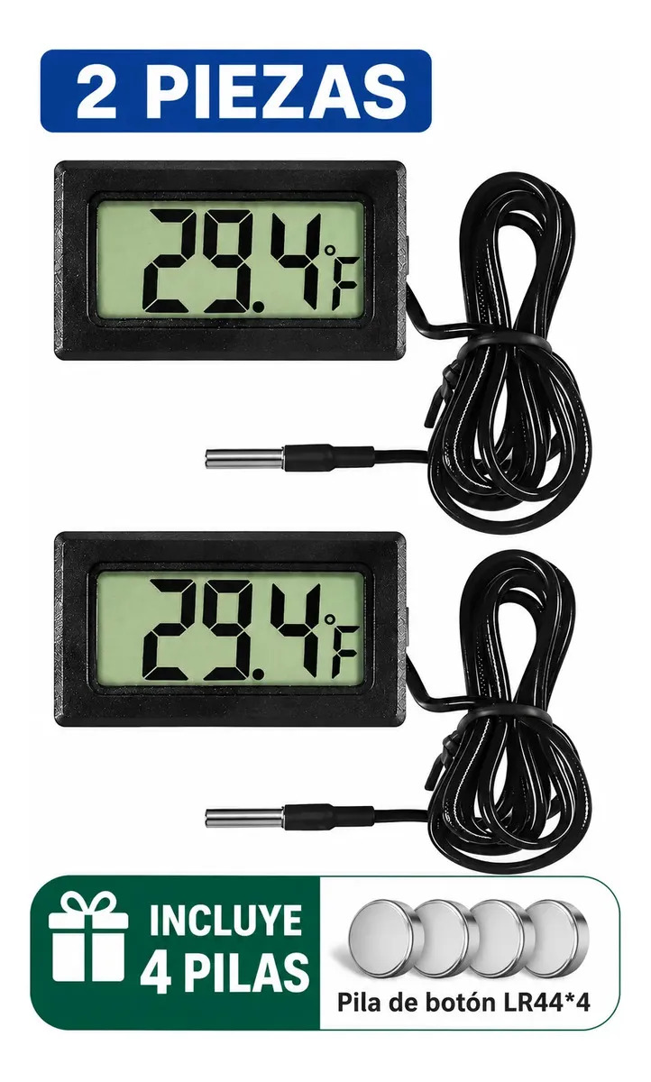 Kit 2 Termómetros Digitales Tpm-10 Lcd Termostato -50 A 110+4 Pilas de Botón Gratis