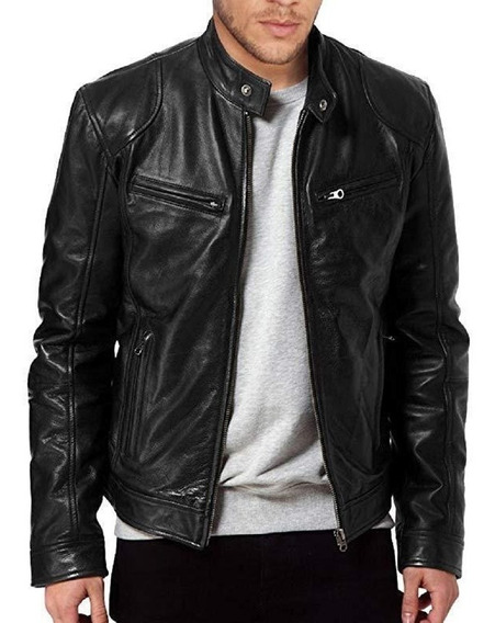 jaqueta de couro masculina preta mercado livre