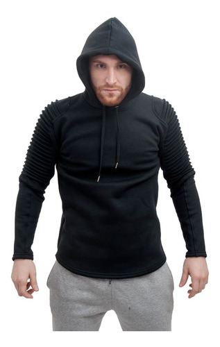 Imagen 7 de 10 de Buzo Canguro Hombre Con Capucha Estilo Urbano Entallado A21