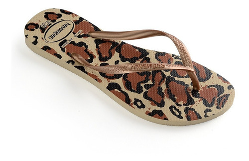 Imagen 3 de 6 de Ojota Havaianas Slim Animals Gris Arena Rose Gold Mujer