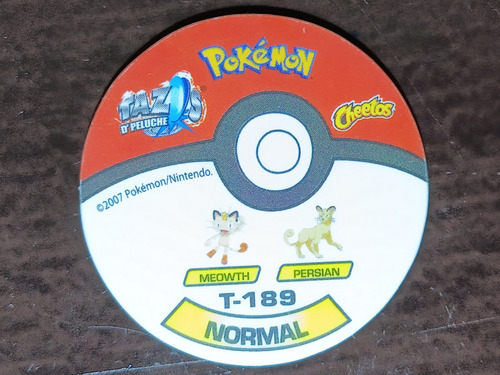 Tazo De Pokemón 4 D'peluche #189 Meowth Excelente Estado (: (Usado)
