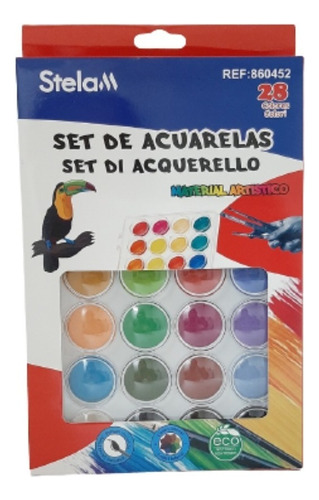 Set Acuarela En Pastillas 28 Colores