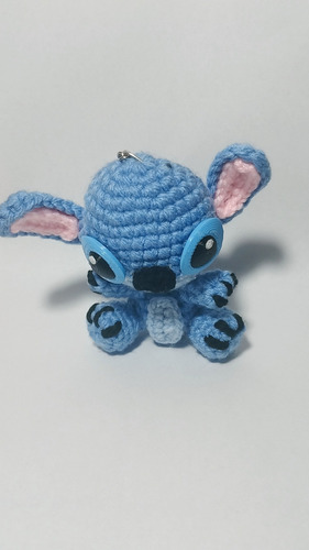 Amigurimi Stitch - Tejido A Crochet Llavero 10cm Azul