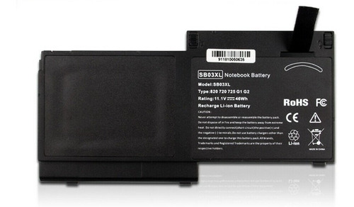 Bateria Para Hp Elitebook 820 G1 820 G2 Sb03xl 717378-001 Color de la batería Negro