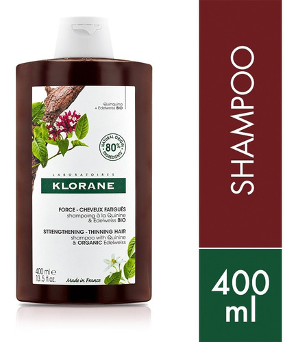 Shampoo Klorane Quinina en botella de 400mL por 1 unidad