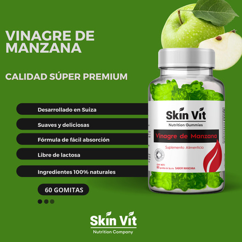 Gomitas Vinagre De Manzana Skin Vit 60 Gomitas Súper Premium