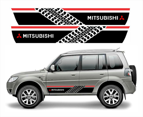 Kit Adesivo Faixa Lateral Pajero Tr4 Mitsubishi Cor Padrão