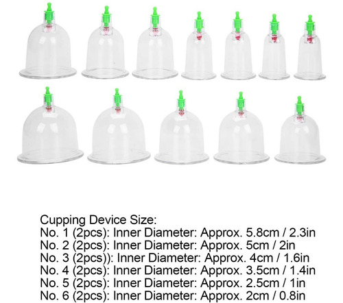 Set Completo De Ventosas Chinas,12 Copas,vacumterapia