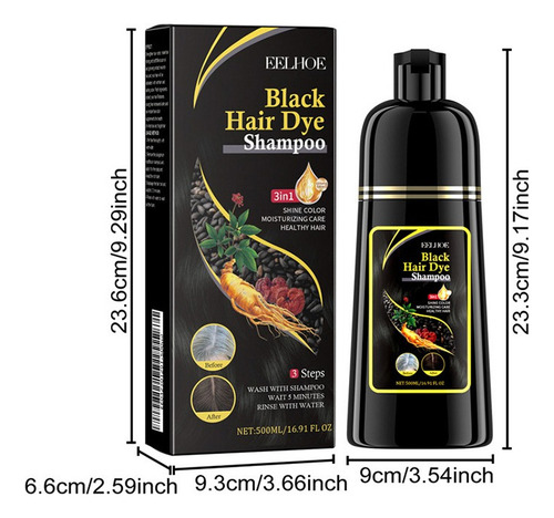 Shampoos Instantâneos De Tintura De Cabelo Preto De 200 Ml