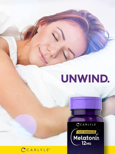 Carlyle Melatonina 12 Mg De Disolución Rápida 90 Tabletas, Ayuda A Fomentar Hábito De Descanso, Sabor Natural A Bayas, Probado En Laboratorio, Ingredientes De Confianza, Calidad Superior, Vegetariano