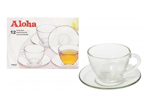 Juego Te 12 Piezas Vidrio Liso Taza + Plato Super Oferta