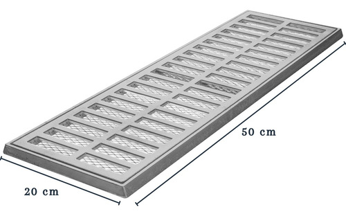 Grelha Ralo Linear Pluvial Aluminio 20x50 C/ Aro E Tela 13pç