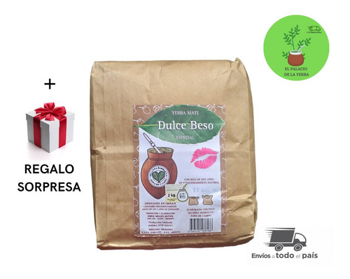 Yerba Mate Dulce Beso De 2kg X 3u + Regalo Sorpresa