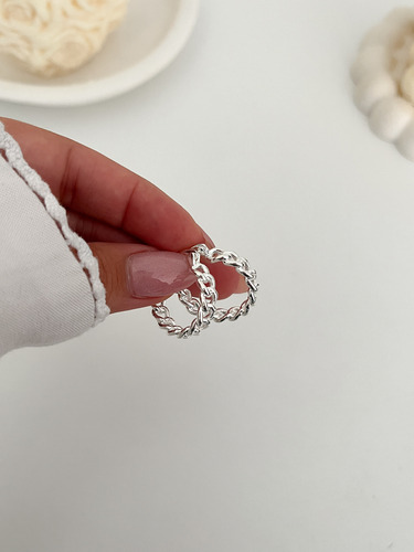 Argollas Trenzadas Grumet Tipo Cadena Calada De Acero Blanco