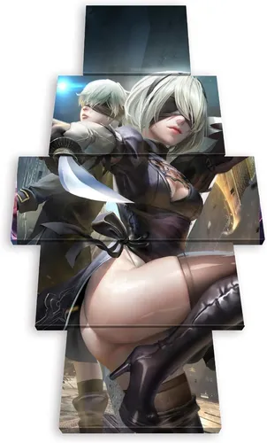 comprar 5 Cuadros En Canvas Nier Automata Gaming 100x56cm Vertical