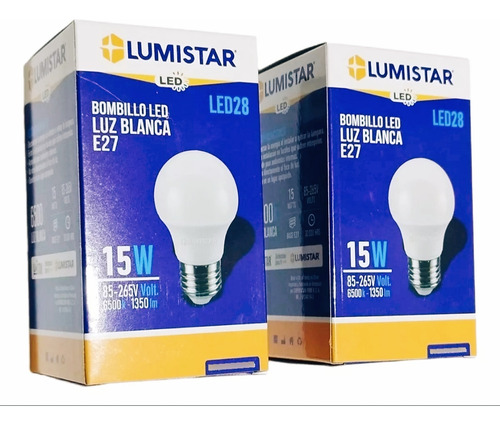 Bombillo Led 15w 85-265v E27 6500k Luz Blanca (2 Und.)