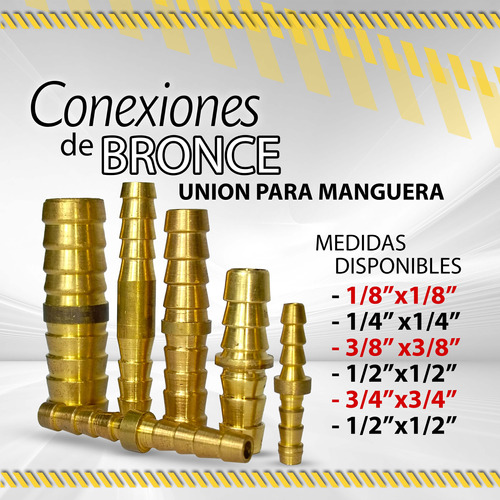 Union Para Manguera / Medidas Varias / Conexiones De Bronce