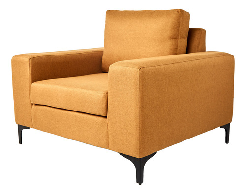 Sillon Individual Ocacional Salas Modernas Minimalista Retro Color Mostaza Diseño De La Tela Lino