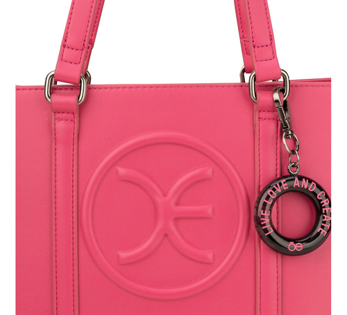 Bolsa Tote Cloe Para Mujer Monograma Alto Relieve Con Charm Color Rosa