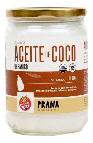 Aceite De Coco Virgen Prana 500g Orgánico