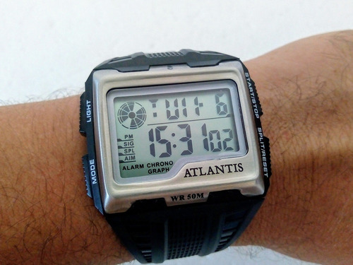 Relógio Masculino Digital Atlantis Quadrado Original 12x S/j