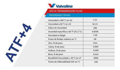 Aceite Transmisión Automática Valvoline ATF+4 1 L