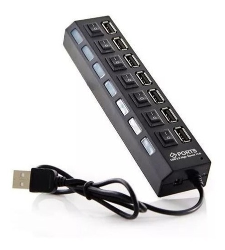 Hub 7 Puertos Usb 2.0 Switch Extension Luz Led Laptop Pc