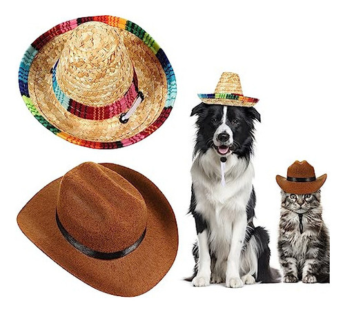 Popetpop 2 Piezas Sombrero De Vaquero Para Perros Y Gatos So