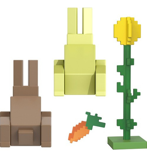 Minecraft Figura De Acció Conejos Incluye Zanahoria&girasol