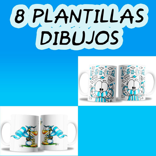 Plantillas Tazas Mundial Dibujos Argentinos - Clasicos